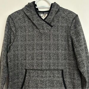 LIV Outdoor Women's Black & Gray Hooded Sweatshirt Medium Pouch Pocket Hiking